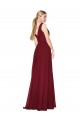Best Soft Chiffon V-Neck Sleeveless V-Back Burgundy Long Formal Dress Canada