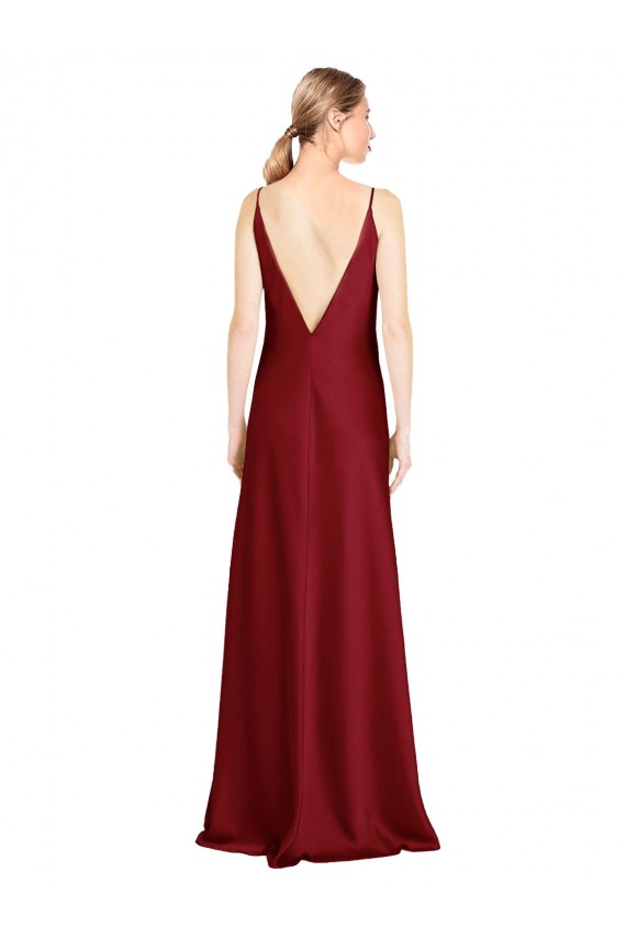 Best Stretch Satin V-Neck Sleeveless V-Back Long Black Tie Evening Dress Canada