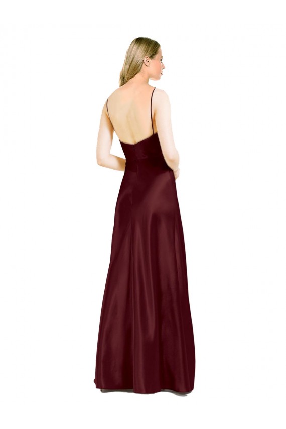 Best Stretch Satin Spaghetti Straps Sleeveless Long Evening Dress Canada