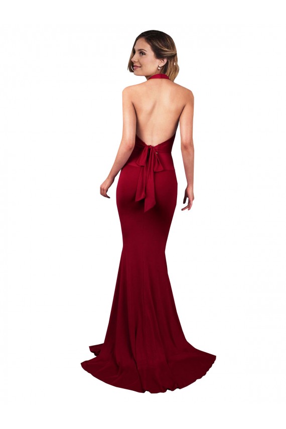 Best Spandex Halter Neck Sleeveless Open Back Long Formal Evening Dress Canada