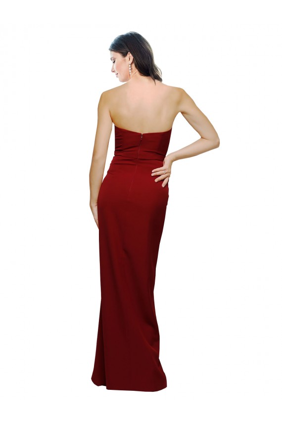 Best Stretch Crepe Sweetheart Sleeveless Low Back Long Evening Dress Canada