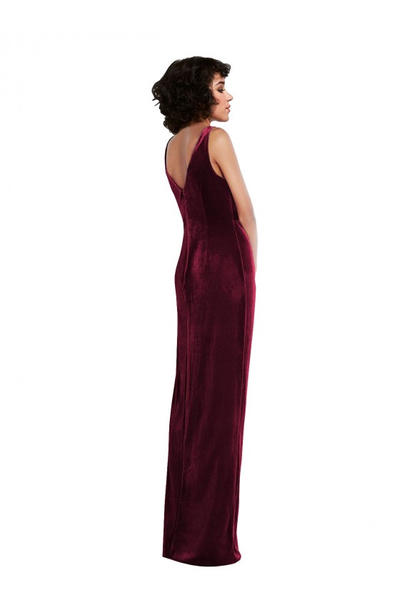 Best Stretch Velvet V-Neck Sleeveless Long Semi Formal Evening Dress Canada
