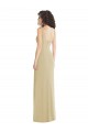 Best Stretch Crepe Square Neck Sleeveless Low Back Champagne Long Formal Evening Dress Canada