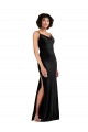 Best Stretch Velvet Cowl Neck Sleeveless Low Back Long Black Tie Evening Dress Canada