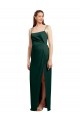Best Stretch Satin Spaghetti Straps Sleeveless Low Back Hunter Long Formal Evening Dress Canada