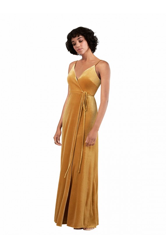 Best Stretch Velvet V-Neck Sleeveless V-Back Long Black Tie Evening Dress Canada
