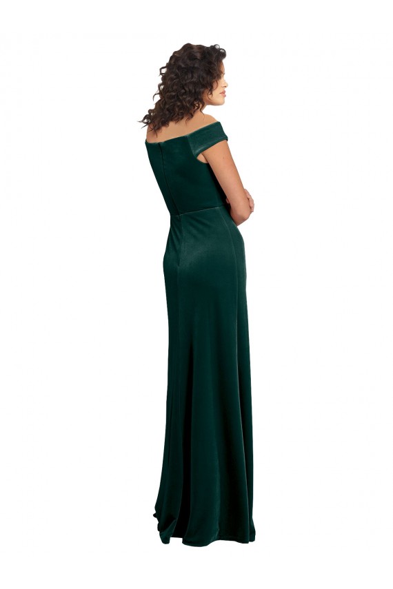 Best Stretch Velvet Square Neck Cap Sleeves Long Formal Evening Dress Canada