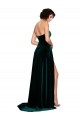 Best Stretch Velvet Sweetheart Sleeveless Low Back Sweep Train Semi Formal Evening Dress Canada