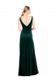 Best Stretch Velvet V-Neck Sleeveless V-Back Dark Green Long Black Tie Evening Dress Canada