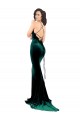 Best Stretch Velvet High Neck Sleeveless Open Back Sweep Train Formal Evening Dress Canada