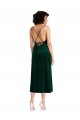 Best Stretch Velvet Cowl Neck Sleeveless Open Back Midi Length Black Tie Evening Dress Canada