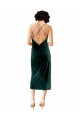 Best Stretch Velvet Spaghetti Straps Sleeveless Open Back Midi Length Formal Dress Canada