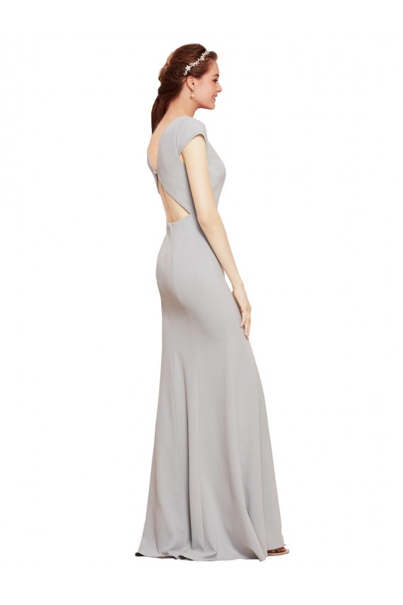 Best Stretch Crepe Boat Neck Sleeveless Open Back Long Formal Evening Dress Canada