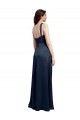 Best Stretch Satin Cowl Neck Sleeveless Low Back Dark Navy Long Formal Evening Dress Canada