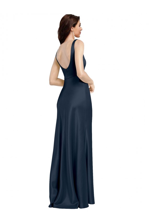 Best Stretch Satin Square Neck Sleeveless Low Back Long Formal Evening Dress Canada