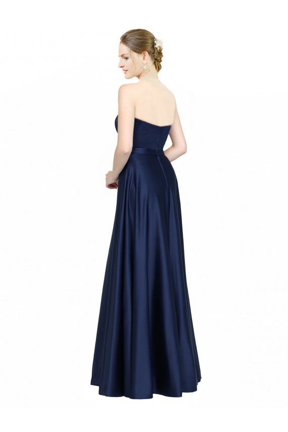 Best Stretch Satin Sweetheart Sleeveless Low Back Long Black Tie Evening Dress Canada