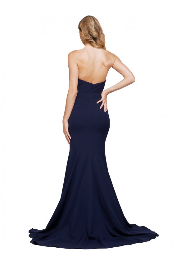 Best Stretch Crepe Sweetheart Sleeveless Low Back Sweep Train Formal Evening Dress Canada