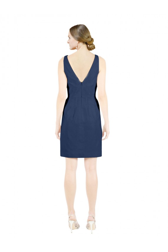 Best Satin V-Neck Sleeveless Open Back Knee Length Evening Dress Canada