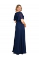 Best Soft Chiffon V-Neck Short Flutter Sleeves Long Formal Plus Size Evening Dress Canada
