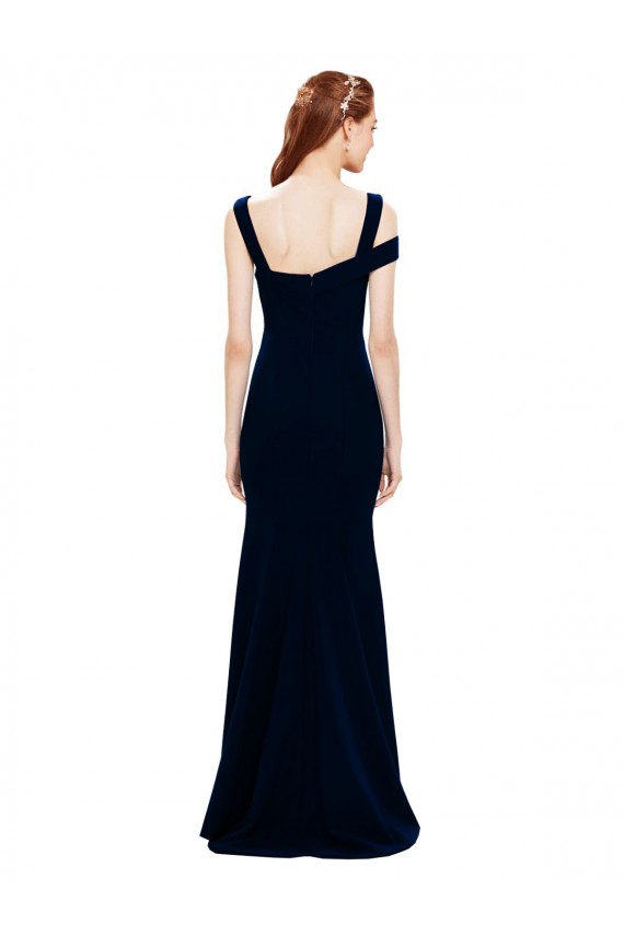 Best Stretch Crepe Off the Shoulder Sleeveless Dark Navy Long Formal Evening Dress Canada