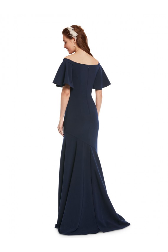 Best Stretch Crepe Off the Shoulder Short Sleeves Long Evening Dress Canada