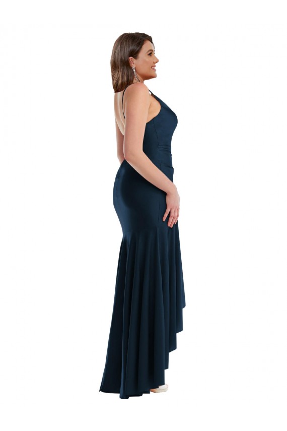 Best Silky Satin Spaghetti Straps Sleeveless Long High Low Plus Size Evening Dress Canada