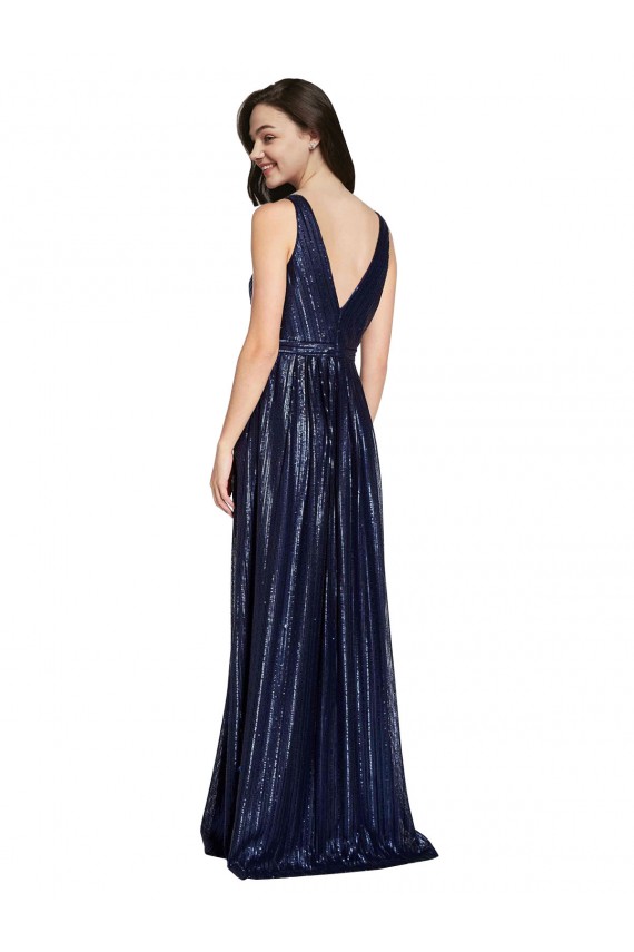 Best Sequin V-Neck Sleeveless V-Back Long Formal Evening Dress Canada