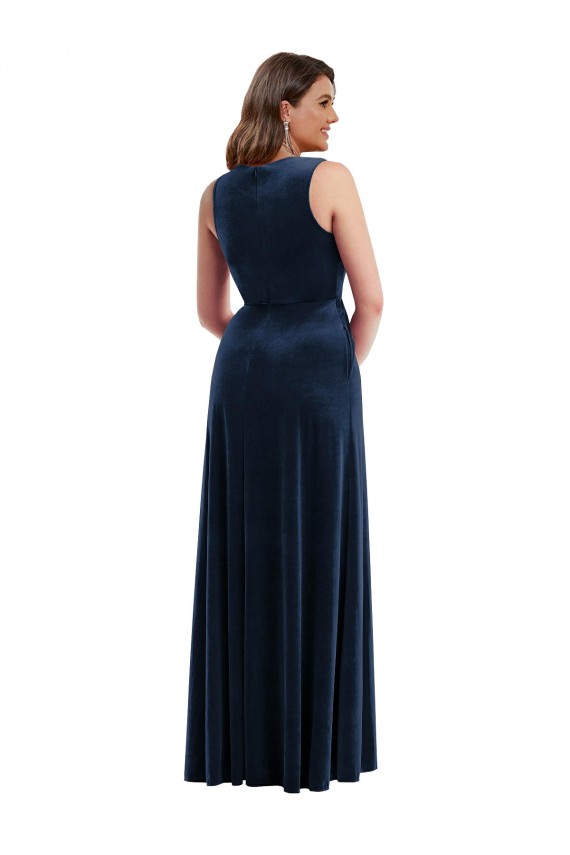 Best Stretch Velvet V-Neck Sleeveless Long Formal Plus Size Evening Dress Canada