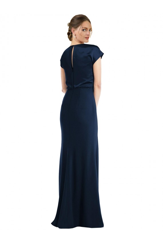 Best Stretch Crepe Off the Shoulder Cap Sleeves Keyhole Back Long Formal Evening Dress Canada