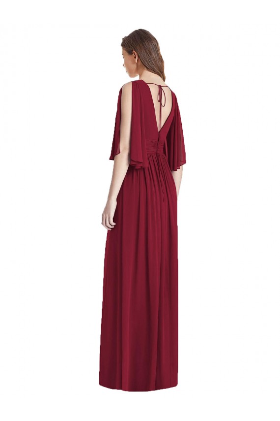 Best Soft Chiffon V-Neck Sleeveless Tie Back Long Semi Formal Evening Dress Canada