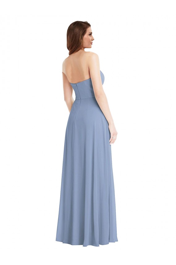 Best Soft Chiffon Strapless Sleeveless Long Semi Formal Evening Dress Canada