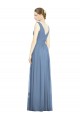Best Soft Chiffon V-Neck Sleeveless Dusty Blue Long Semi Formal Evening Dress Canada