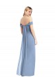 Best Soft Chiffon Off the Shoulder Sleeveless Low Back Dusty Blue Long Semi Formal Evening Dress Canada