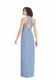 Best Soft Chiffon Halter Neck Sleeveless Open Back Dusty Blue Long Formal Evening Dress Canada