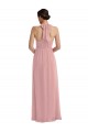 Best Soft Chiffon Halter Neck Sleeveless Dusty Pink Long Semi Formal Evening Dress Canada