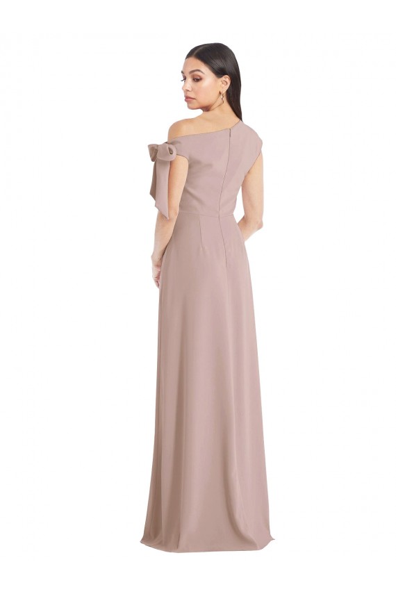 Best Stretch Crepe Off the Shoulder Sleeveless Dusty Pink Long Formal Evening Dress Canada