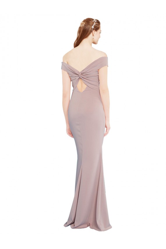 Best Stretch Crepe Off the Shoulder Sleeveless Keyhole Back Long Formal Evening Dress Canada