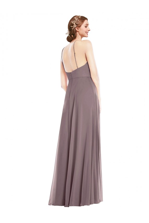 Best Soft Chiffon Halter Neck Sleeveless Low Back Long Formal Evening Dress Canada