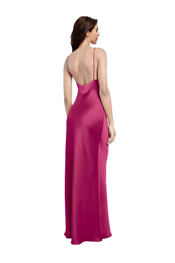 Best Stretch Satin Spaghetti Straps Sleeveless Low Back Long Formal Evening Dress Canada