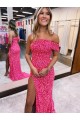 Best Velvet Sequin One Shoulder Sleeveless Long Sweep Train Evening Dress Canada