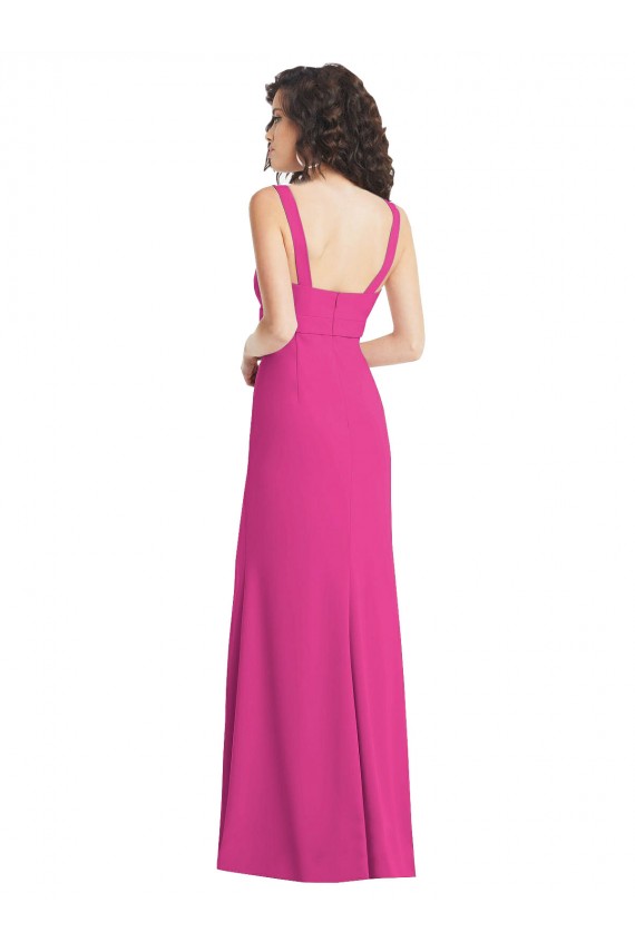Best Stretch Crepe Square Neck Sleeveless Low Back Long Semi Formal Evening Dress Canada