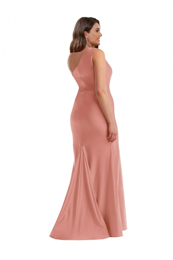 Best Silky Satin One Shoulder Sleeveless Long Black Tie Plus Size Evening Dress Canada