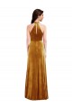Best Stretch Velvet Halter Neck Sleeveless Keyhole Back Long Semi Formal Evening Dress Canada