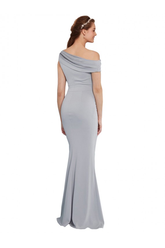 Best Stretch Crepe One Shoulder Sleeveless Grey Long Formal Dress Canada