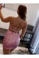 Best Velvet Sequin Spaghetti Straps Sleeveless Short Evening Dress Canada