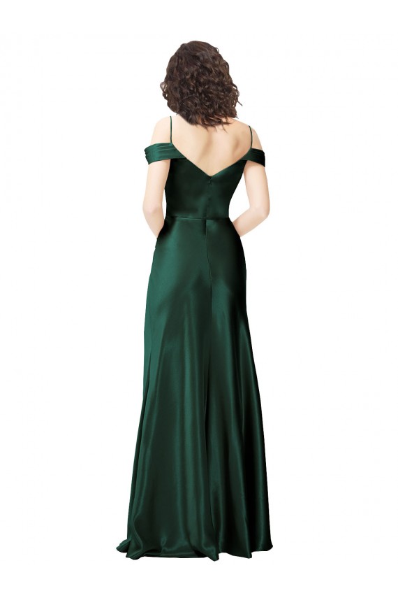 Best Stretch Satin Off the Shoulder Sleeveless V-Back Long Formal Evening Dress Canada
