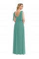 Best Soft Chiffon V-Neck Sleeveless V-Back Icelandic Silver Long Semi Formal Evening Dress Canada