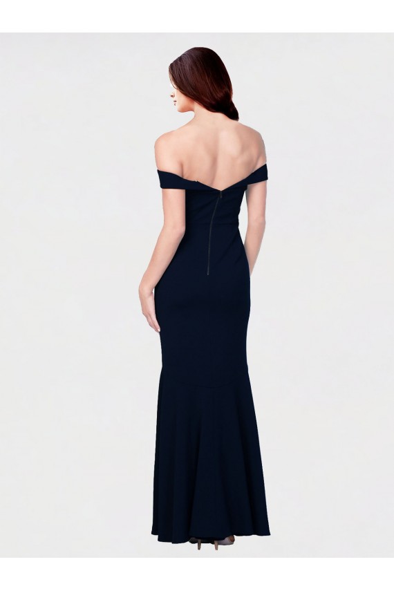 Best Stretch Crepe Off the Shoulder Sleeveless Low Back Long Formal Dress Canada