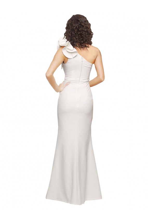 Best Stretch Crepe One Shoulder Sleeveless Ivory Long Formal Evening Dress Canada