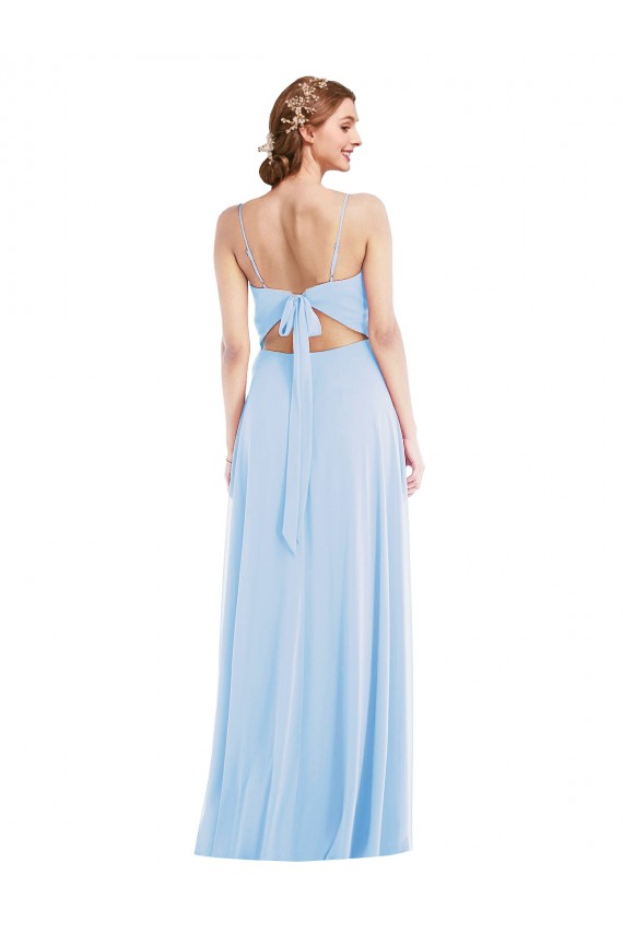 Best Soft Chiffon Spaghetti Straps Sleeveless Light Sky Blue Long Formal Evening Dress Canada